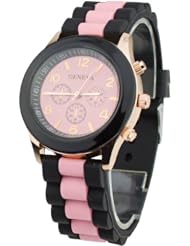 Womens Silicone Band Jelly Gel Quartz Wrist Watch Pink