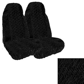 Set of 2 Universal Fit High Back Swirl Pattern Front Bucket Seat Cover - Black
