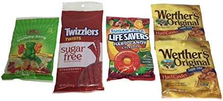 Best of the Best Sugar Free Candy Gift Box: Assortment Includes Werthers Toffee, Lifesavers Hard Candy, Gummy Bears, and Licorice (Twizzlers)