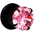 0 Gauge Black Pink Cubic Zirconia Plug