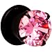 0 Gauge Black Pink Cubic Zirconia Plug