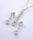 Crystal Diamante Square Pendant Set