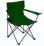 Folding camp chair with cup holder red green or blue