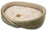 Precision Pet Medium 15x21x5.75 inch, simply suede and tan terry Fashion Daydreamer dog bed, Green & Tan
