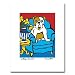 Bulldog. High Quality Ready to Frame Dog Print. Bulldog on Blue by Marc Tetro (8 x 10 inches)