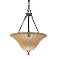 Nuvo Lighting 60/2408 Moulan 3-Light Pendant with Champagne Linen Glass, Copper Bronze
