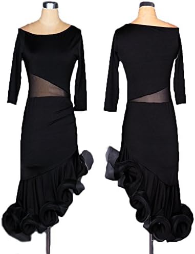 FERE8890 Women's Dancewear Competition Dancing Latin Practice Sexy Party Dress Black XL
