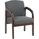 Office Star Work Smart Mahogany Finish Wood Visitors Chair, Charcoal