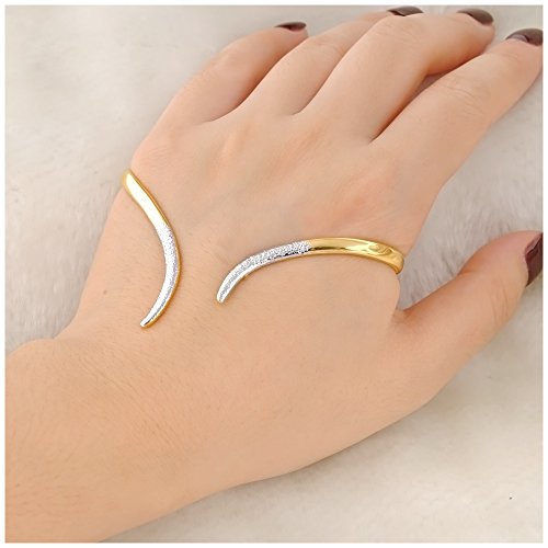 Mytys Palm Cuff Hand Bracelet 18k Yellow Gold Plated Alloy Stylish Bangle Bracelet
