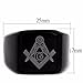 Black IP 316 Stainless Steel Masonic Men's Wide Band Flat Top Ring Band