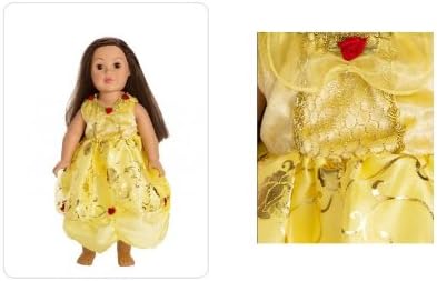 Yellow Colonial Gala Christmas Holiday Ball Gown Dress with Rose Accents Renaissance Princess Doll Clothes Outfit Fits American Girl 18" Doll Felicity Elizabeth