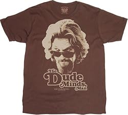 The Big Lebowski The Dude Minds, Man Brown T-Shirt Tee