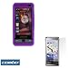 Dark Purple Durable Rubber Soft Silicone Skin Cover Case + Durable Clear Reusable LCD Screen Protector for Verizon Samsung Omnia I910 I900 Cell Phone