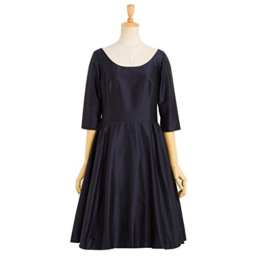 Classic Donna クラシックダーナ 長袖付きパーティーシルクドレス 【ネイビー9号 】