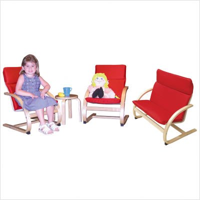 Kids' Comfort Chairs Double Seat & Table in Red