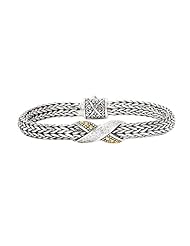 Sterling silver and 18k gold Enchanta Collection diamond love-knot bracelet, 7.5 inches
