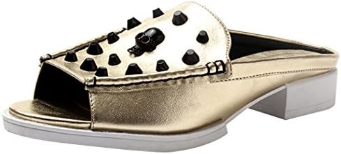 Summer New Styel Rivet Metal Fashion Peep-toe Beauty Women Shoes(8 B(W) US, golden)