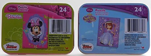 Minnie Mouse and Sofia Mini Jigsaw Puzzle in Collectible Tin 2 Puzzle Set