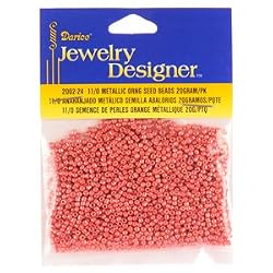 11/0 Glass Seed Beads, Metallic Orange, 20 Gram Pkg (Pack of 1)