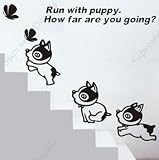Made in US - Free Custom Color - Free Squeegee -Happy Puppy - Vinyl removable wall decals stickers home decor