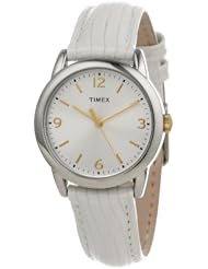 Timex Womens T2P1202M White Metallic Lizard Patterned Leather Strap Watch