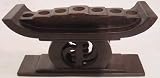 Hand Carved Kwanzaa Kwanza Kenorah Candleholder Candle Holder - Gye Nyame Design