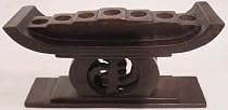 Hand Carved Kwanzaa Kwanza Kenorah Candleholder Candle Holder - Gye Nyame Design