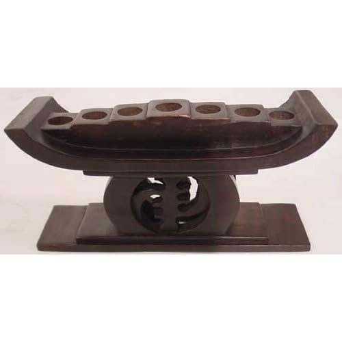 Hand Carved Kwanzaa Kwanza Kenorah Candleholder Candle