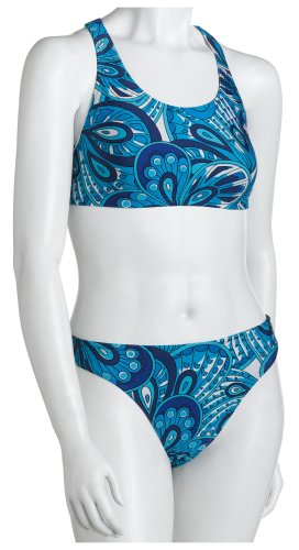 Speedo Women's Race Xtra Life Lycra Retro Floral Overall Print Technoback Two Piece Swimsuit