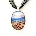 Pink Daisies in Sand Dunes Handmade Fine Art Pendant