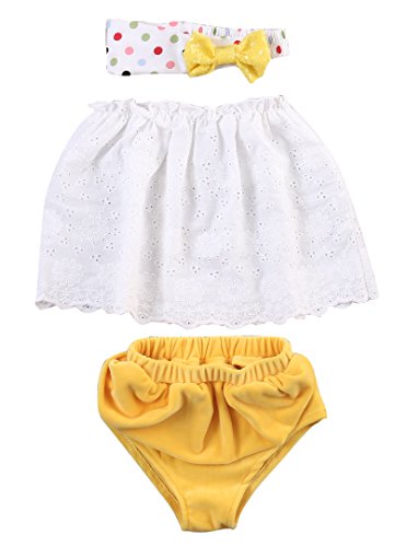3pcs Suit Baby Girl Clothes Strapless Tops Skirts+Briefs Outfits Set Sunsuit