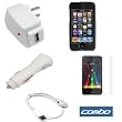 Solid Black Rubberized Snap On Crystal Case + Clear Durable Reusable LCD Screen Protector + USB Rapid Car Charger + USB Home Travel Charger + USB Data Cable for Apple Ipod Touch Itouch 8Gb 16GB 32Gb 2G 2nd Generation