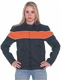 Ladies Soft Leather Jacket w/ Orange Stripe