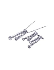 Nickel Free Sterling Silver Pendant & Earring Sets 4 Row Matching CZ Set