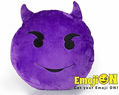 EmojiON 14-Inch Stuffed Plush Round Smiley Devil Emoji Pillow