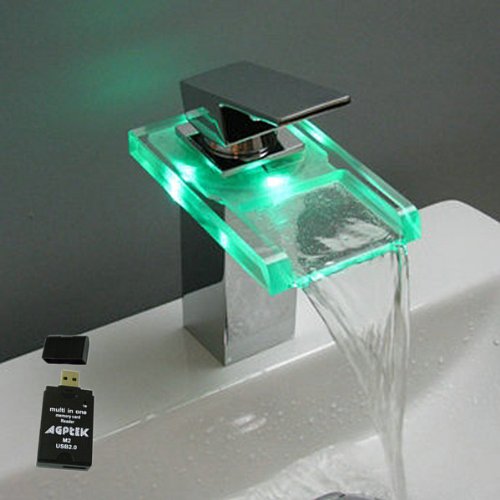 Single Handle Chrome Sink Faucet Temperature Sensitive LED PLUS AGPtek USB 2.0 All-in-one Card Reader