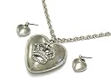 Large Crystal Crown Heart Necklace with Earrings Set