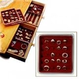 Jewelry : Velvet Jewelry Tray - Stacking 20 Ring Holder (Burgundy) (1.5" H x 8.25" W x 9.25" D)