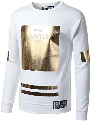 HUSTLEAVENUE Mens Hipster Hip Hop NO 72 Crewneck Sweatshirt WHITE XLARGE