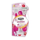 Schick Quattro for Women Disposable Razor with Raspberry Rain Scented Handle, 3-Count (Pack of 3)