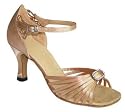 Dance Shoes - Monique Tan Satin with Buckle 2.5" Heel