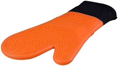 Oven Mitts Decorative, Oven Mitts Bulk Long Silicone Oven Mitts BBQ Heat Resistant Grilling Cooking Oven Glove 1PC, Oven Mitts Set, Oven Mitts For Kids (Orange)
