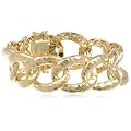 Bronze with 18k Yellow Gold Plated Hammered Link Bracelet, 7.25"