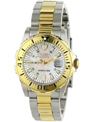Invicta Womens 6895 "Pro-Diver" Stainless Steel, 18k Yellow Gold Plating, and Mother-of-Pearl Bracelet Watch