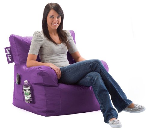 Bean Bag Chair Lounger Comfort Research Big Joe Dorm Chair with Smart Max Fabric, Purple