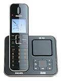 Philips SE7651B DECT Single ECO schnurloses Telefon mit Anrufbeantworter 60Min (Display- und Tastaturbeleuchtung, Voll-Duplex Freisprechen am Mobilteil, Gürtelclip)