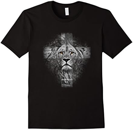 Men's Lion Cross Christian t shirt - Revelation 5:5 Medium Black