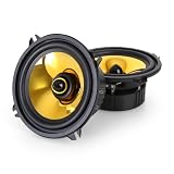 AUNA Goldblaster 5 - Paire d'enceintes auto - 2 x haut-parleurs voiture (1000W, 13cm) - Membrane dor�e