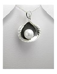 Reconstructed shell Pendant Necklace In 92.5 Sterling Silver