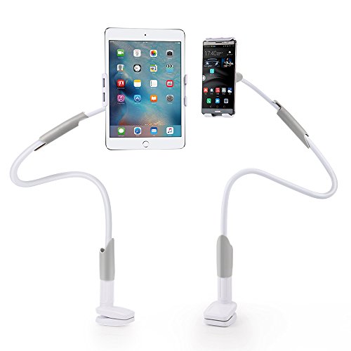 EasyAcc Gooseneck iPhone Holder iPad Stand Cellphone Stand Tablet Mount,1M Long Bolt Clamp with Bracket for Android or Apple Devices 4-10.6 Inches 360 Degree Rotating Flexible Arm(White Gray) EasyAcc Gooseneck iPhone Holder iPad Stand Cellphone Stand Tablet Mount,1M Long Bolt Clamp with Bracket for Android or Apple Devices 4-10.6 Inches 360 Degree Rotating Flexible Arm(White Gray)